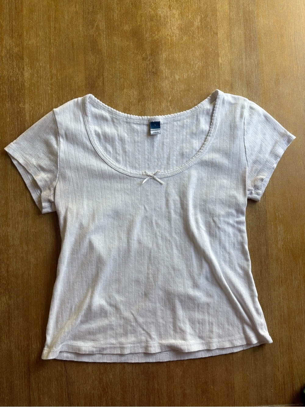 Old Navy lace-trim ribbed white scoop-neck short-sleeve tee